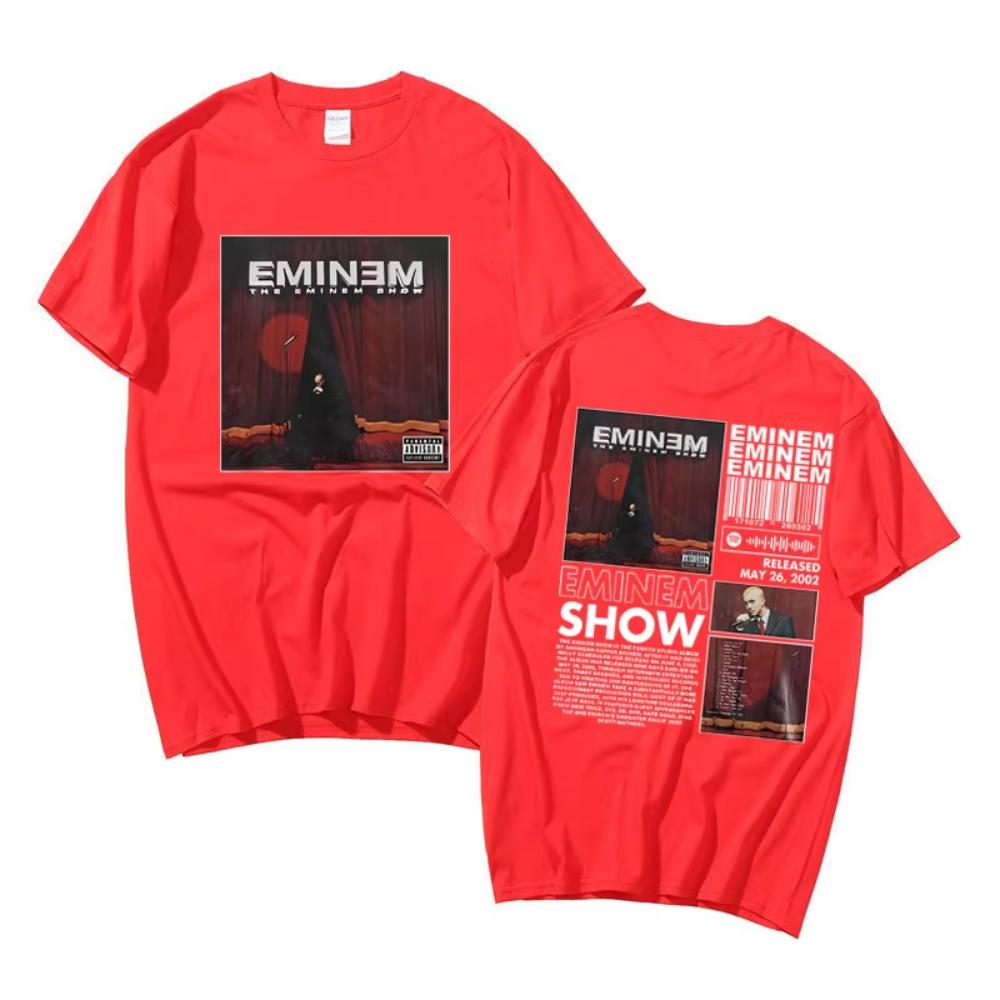 Футболка с принтом с обеих сторон Альбом рэпера The Eminem Show Мужская Хип-Хоп Оверсайз Футболки Женская Винтажный Стиль Уличная Одежда Футболка Лето