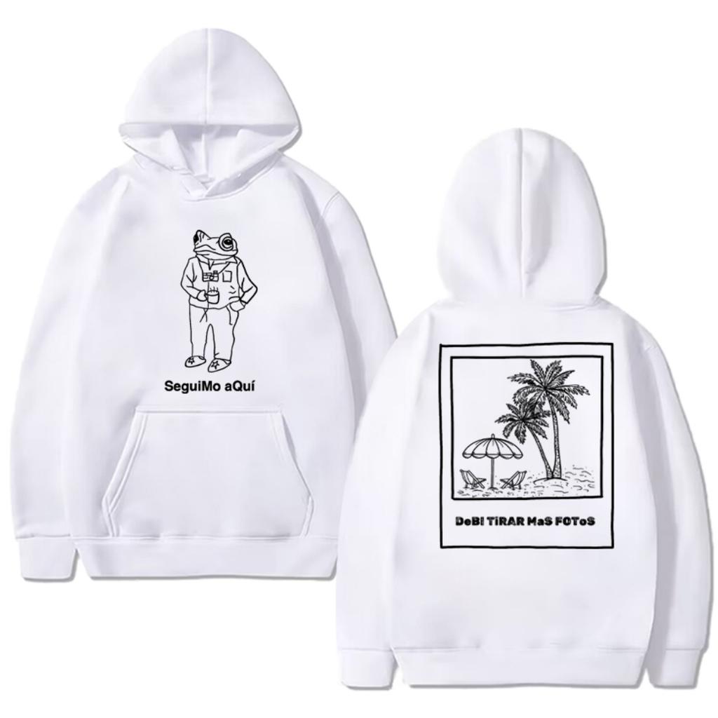 Unisex Bad Bunny Album Double Sided Printed Streetwear Vintage Hip Hop Hoodie Fleece Long Sleeve Pullover for Men And Women MOTO