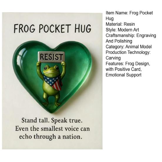 Yousheng Resist Frog Pocket Hug with Positive Card Emotional Support Love Heart Frog Pocket Token Decoration Inspirational Encouragement Gift
