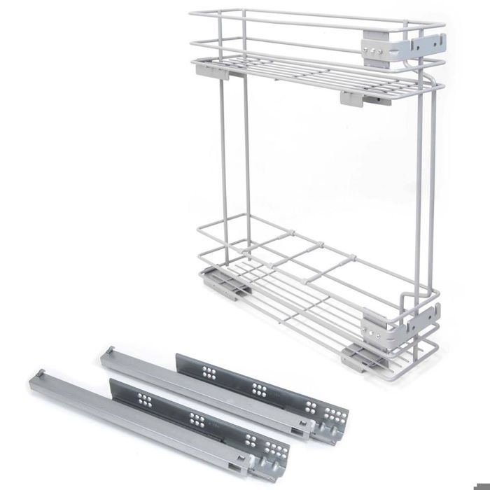 Emuca porte-bouteilles latéral extractible supra avec fermeture amortie, module 150mm, acier, peint aluminium