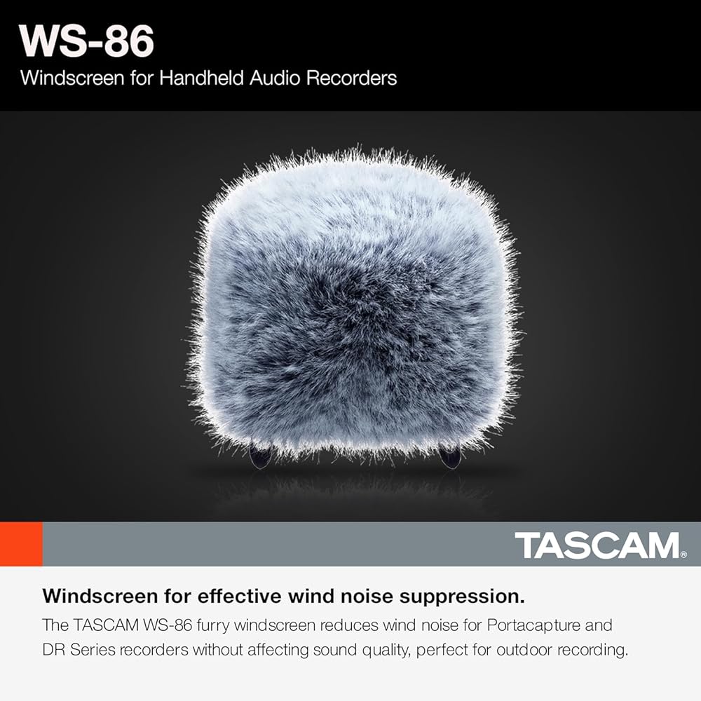 Ветрозащита TASCAM WS-86 для Portacapture/серии DR, Ветрозащитный экран для микрофона для полевой записи, портативных и ручных рекордеров