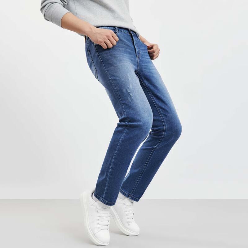 SEPTWOLVES Мужские выстиранные джинсы прямого кроя