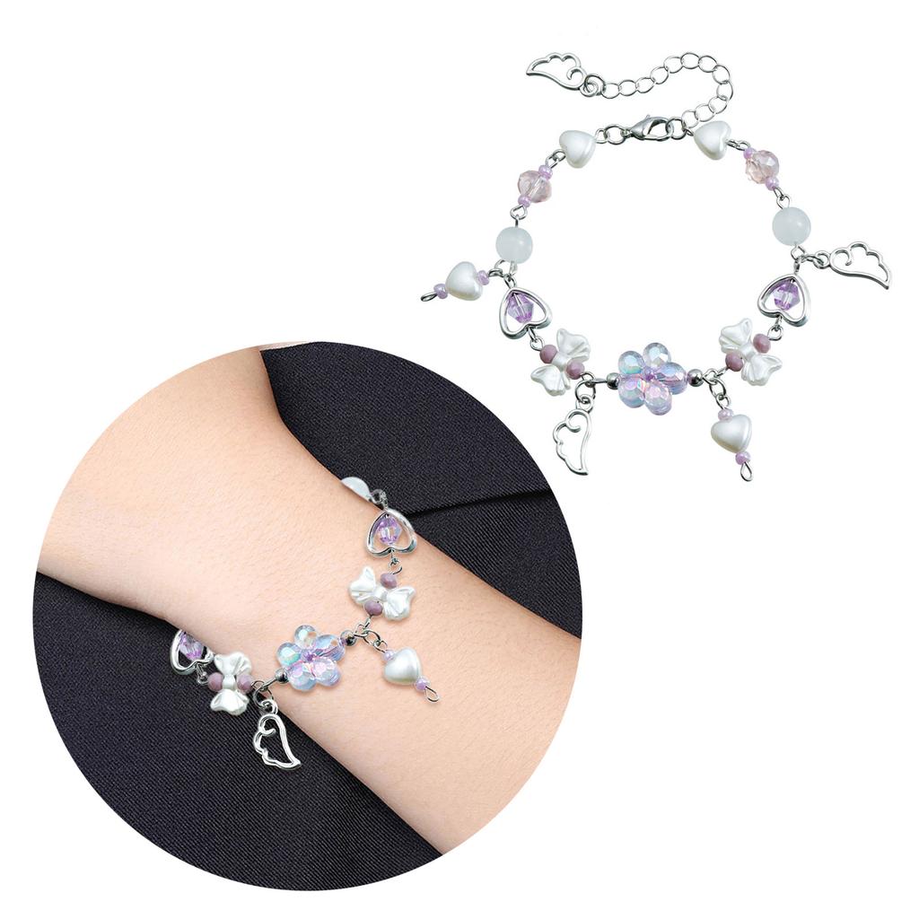 Acrylic Heart Bowknot Bracelets for Women Aesthetic Tassels Handchain Stylish Wristband Jewelry for Fashion Individuals