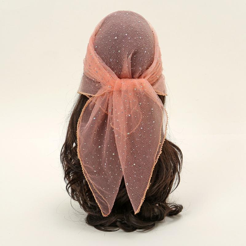 Hot Sale New Hot Diamond Headscarf Silk Scarf Women's Temperament Veil Head Scarf Sequined Cover Square Scarf High Quality