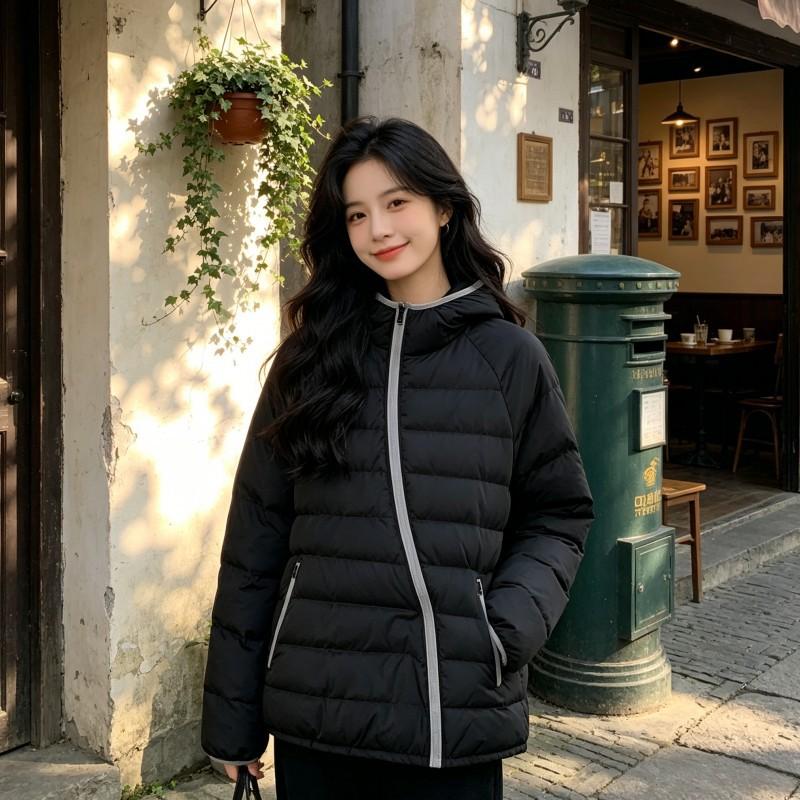 Новый товар, косая молния, легкий и тонкий, свободный с капюшоном, хлопковая одежда для пары, женская мода, большие размеры, рубчик, хлопковая утепленная одежда.