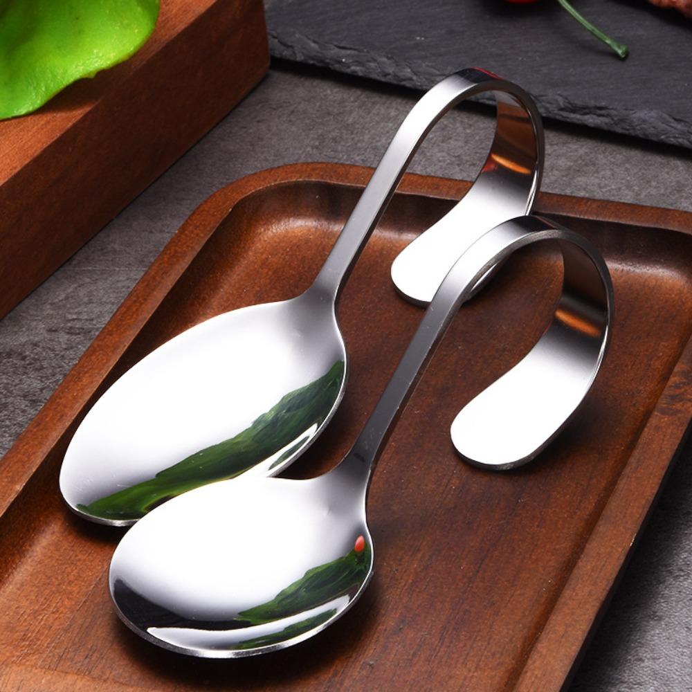 Rustproof Curved Handle Spoon Comfortable Grip Serving Spoons Dessert Spoons  Baby