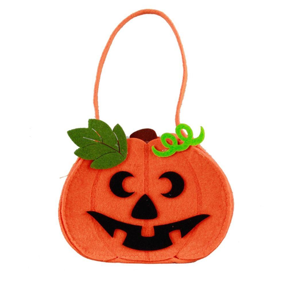Trick or Treat Pumpkin Candy Bucket Non-woven Halloween Wool Felt Bag Funny   Party
