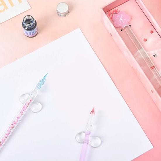 1 набор перьевая ручка резьбовое перо дизайн сильное впитывание чернил хрусталь стекло макательная