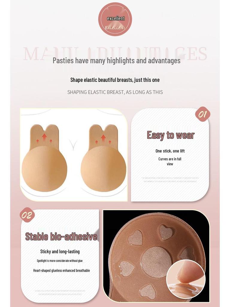 European & American Bunny Ears Breathable Push-Up Strapless Lightweight Nipple Covers