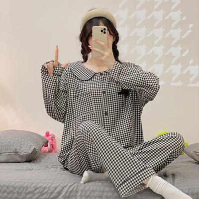 Пижама больших размеров женская с принтом вишни комплект одежды для сна с длинным рукавом и брюками с оборками домашняя одежда приятная для кожи дышащая