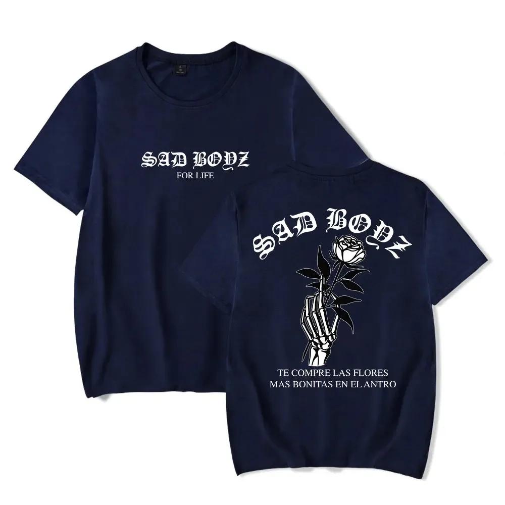 Футболка Junior H Las Flores с принтом Sad Boyz Tour Merch Футболки летние женские мужские модные повседневные с коротким рукавом