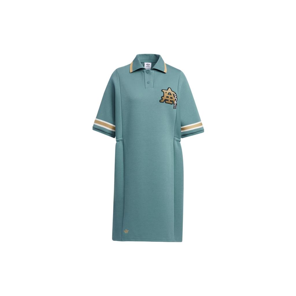 adidas Оригинальные три полоски винтажный стиль удобный поло платье женские платья Mist-Grandma-Green HS1930