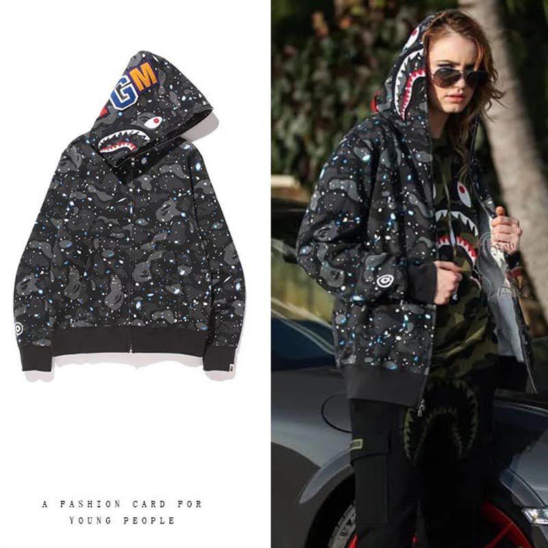 Ape A Bathing Bape Coat Shark Head Full Zip Jacket Hoodie Sweatshirt