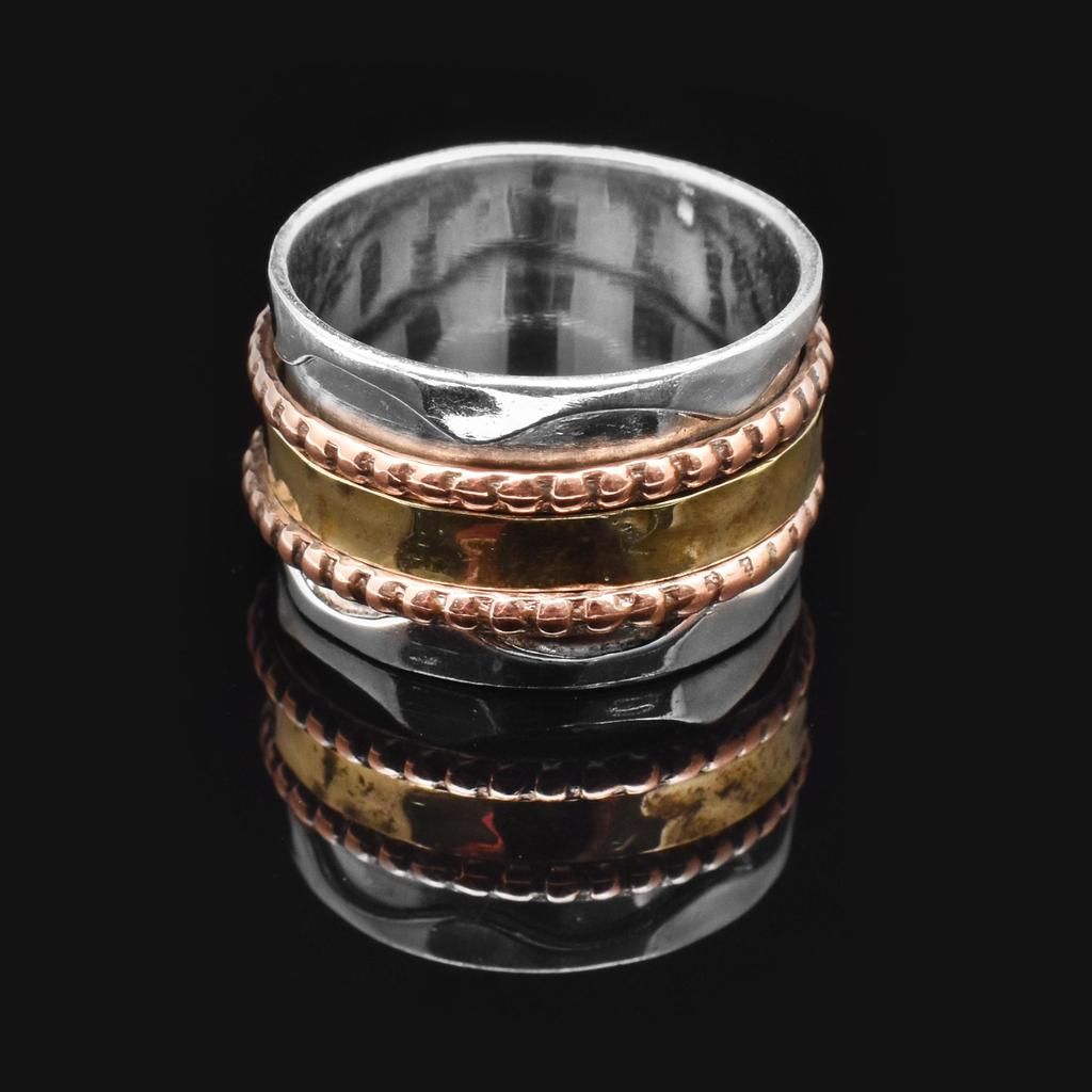 Кольца-спиннеры из стерлингового серебра 925 пробы для женщин Эффектное кольцо Кольца-спиннеры в стиле бохо для женщин Кольцо ручной работы для медитации из бисера