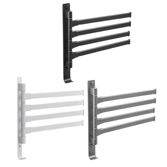 Вешалка для полотенец в ванной комнате, поворотная, складная, держатель для полотенец на 4 планки, настенная полка для кухни, подвесная стойка для хранения бумаги