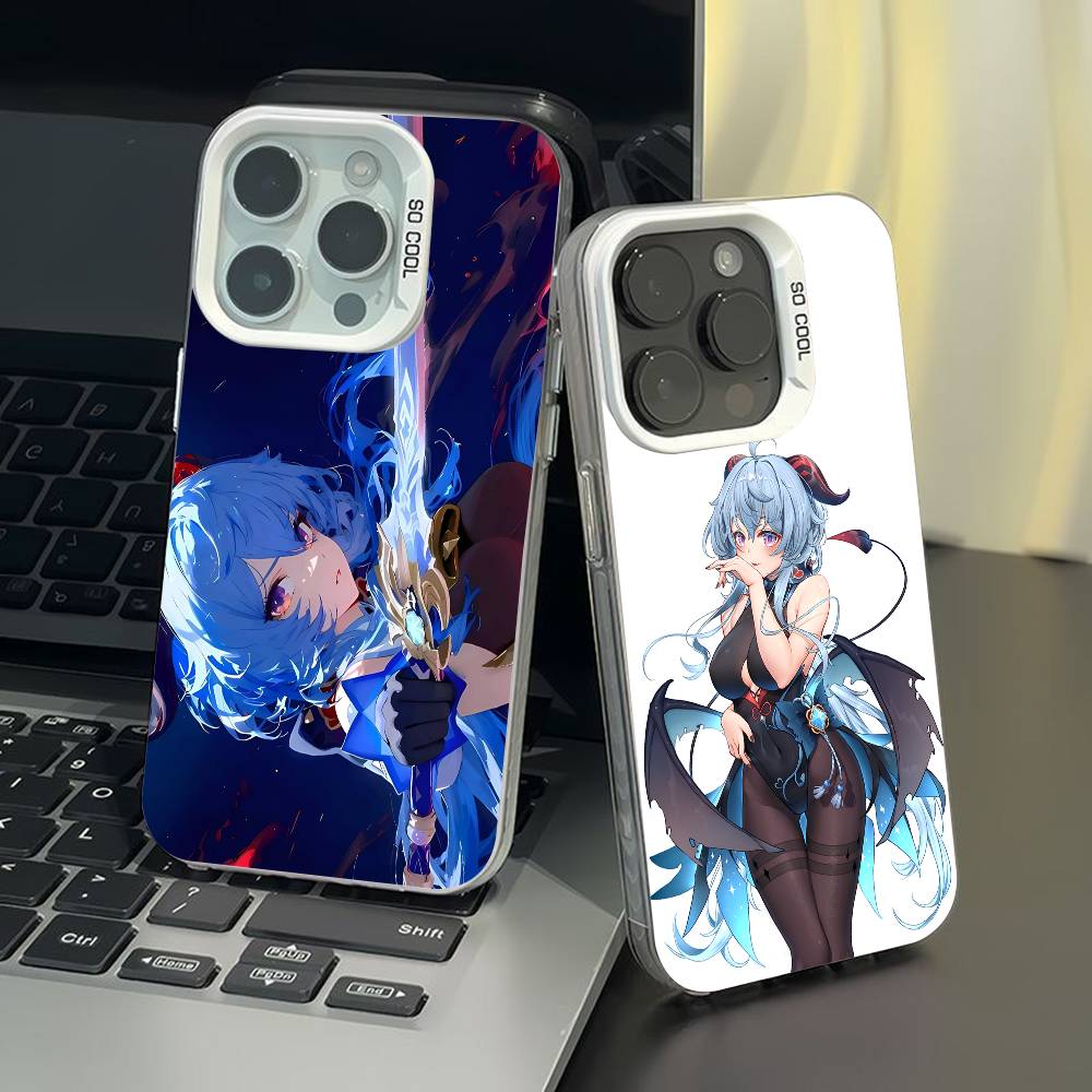 Чехол для телефона Ganyu Genshin Impact для iPhone 17 17Air 16 15 14 13 12 11 Pro Max Plus Цветной Серебристый