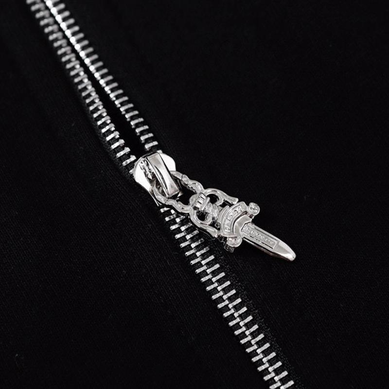 832 CHROME HEARTS Осень и Зима Новая Большого Размера Классический Стиль Логотип Молния С Капюшоном Толстовка, Подходит для Ношения Парами