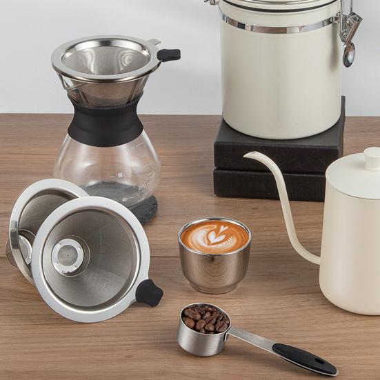 Coffee Filter Easy To Clean Stainless Steel Coffee Cone Filter Reusable Fine Mesh Strainer for Home Kitchen