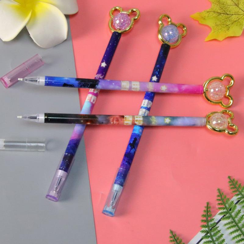 Cute Cartoon Crystal Bear Gel Ink Pens Kawaii Stationery Material Office School Supplies Kids Gifts 1 Piece