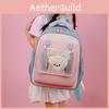 Preschooler Nylon Color Block Backpack With Cartoon Animal Pendant Bag Small