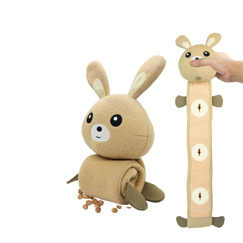 Manufacturer Cute Rabbit Design Bite Resistant Chew Dog Plush Feeder Toy