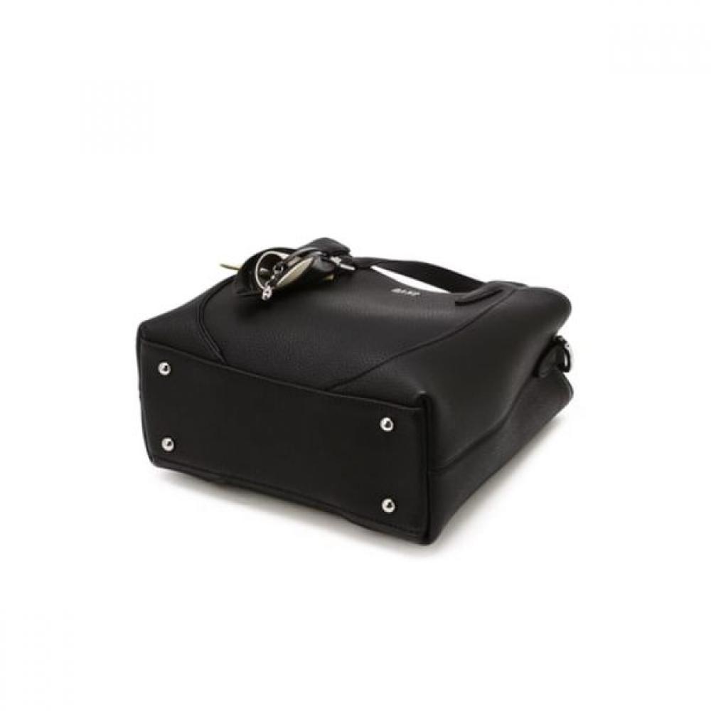 DakS Black Leather Flower Charm Tote Bag S Dcba6f555bk