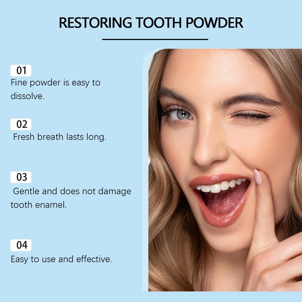 Освежающая отбеливающая зубная пудра глубоко очищает зубы, заботится о свежем дыхании и обеспечивает ежедневную гигиену полости рта.. Он мягкий и не вызывает раздражения.