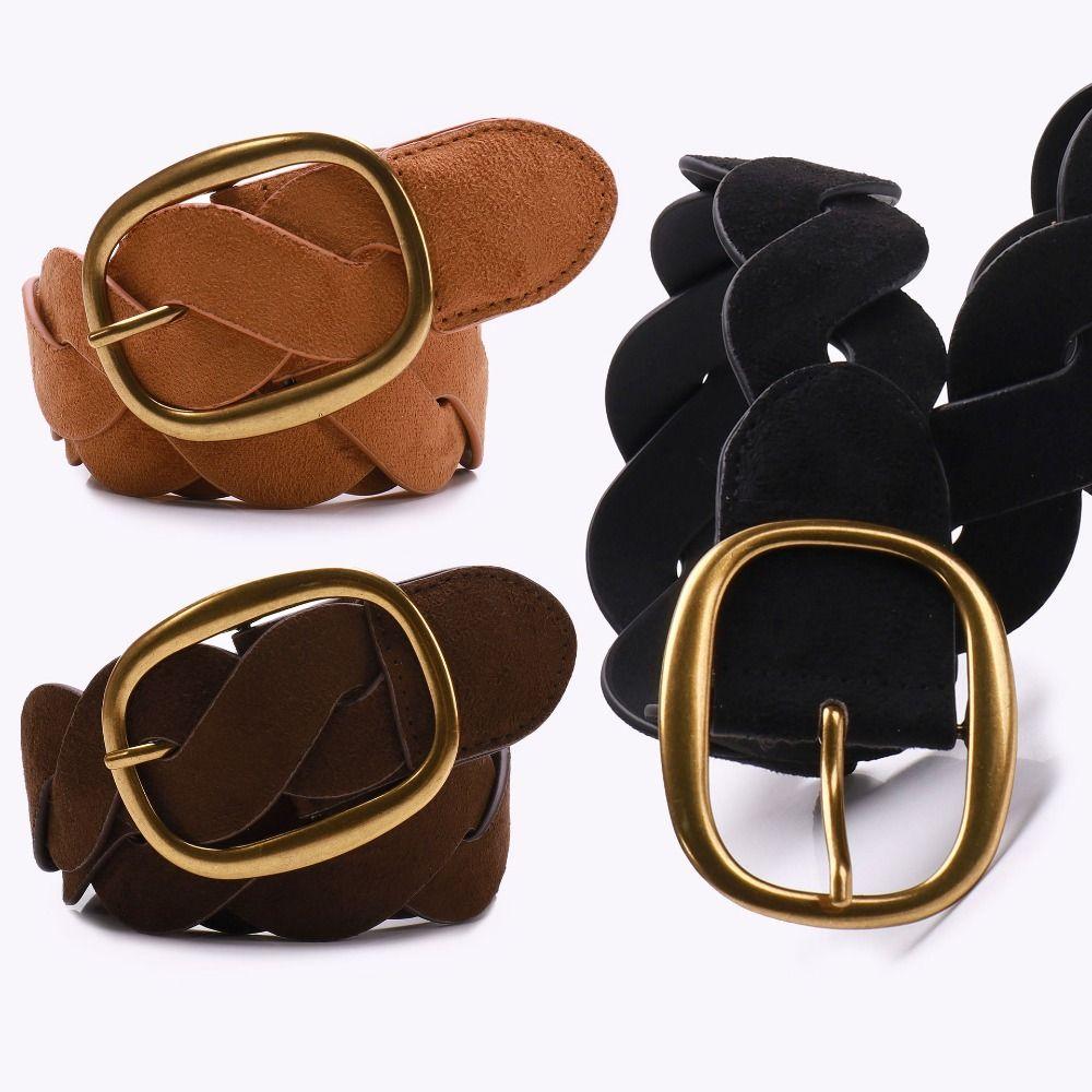 Pin Buckle Twists Woven Waistband Weave Men Belt Fashion Suede Belt Unisex
