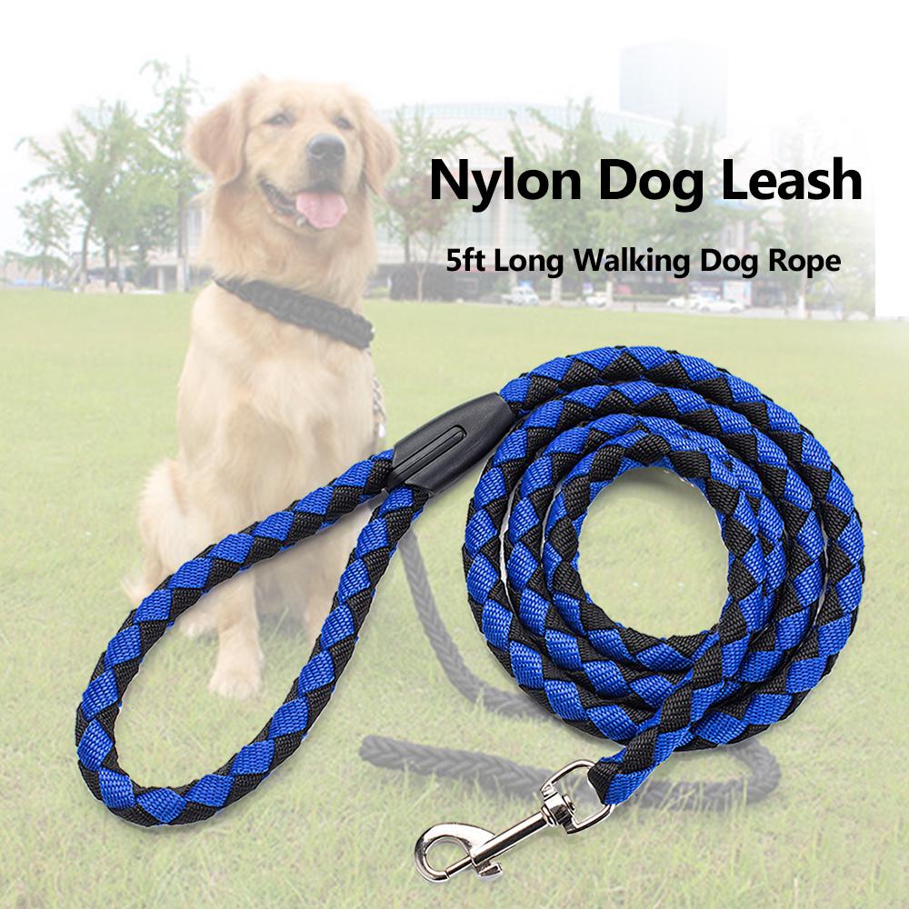Nylon Leash Dog 5ft Long Walking Dog Rope Metal Clasp Dog Chain Traction Rope For Medium Dog