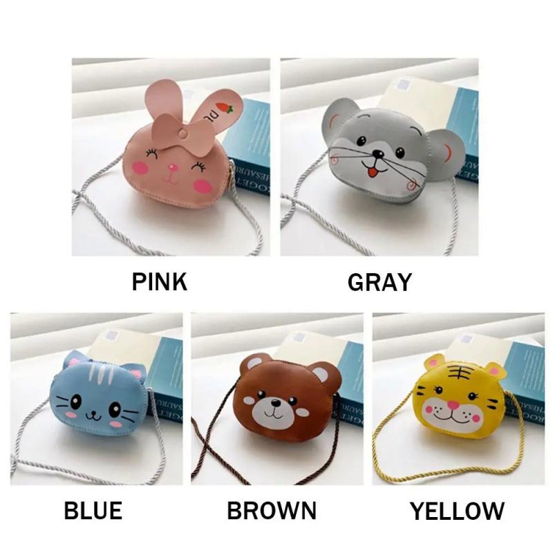 Coin Purses Cartoon Kids Baby Girls Boys Animal Rabbit Bear Handbags PU Leather Cute Crossbody Bags
