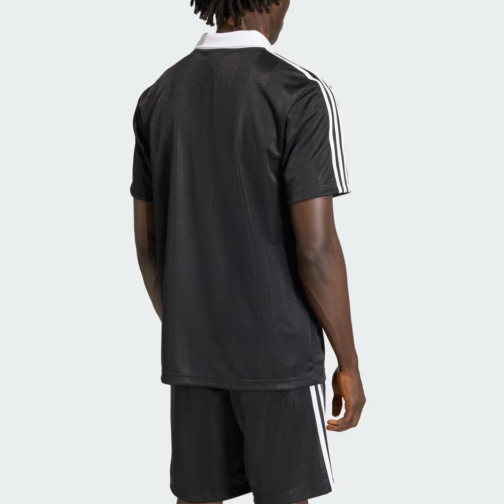 adidas Оригинальный архив FW25 Воротник Инженерный трикотаж Удобный Мягкий Приятный к коже Полосатый Трикотажный топ с коротким рукавом Унисекс топы KE3584