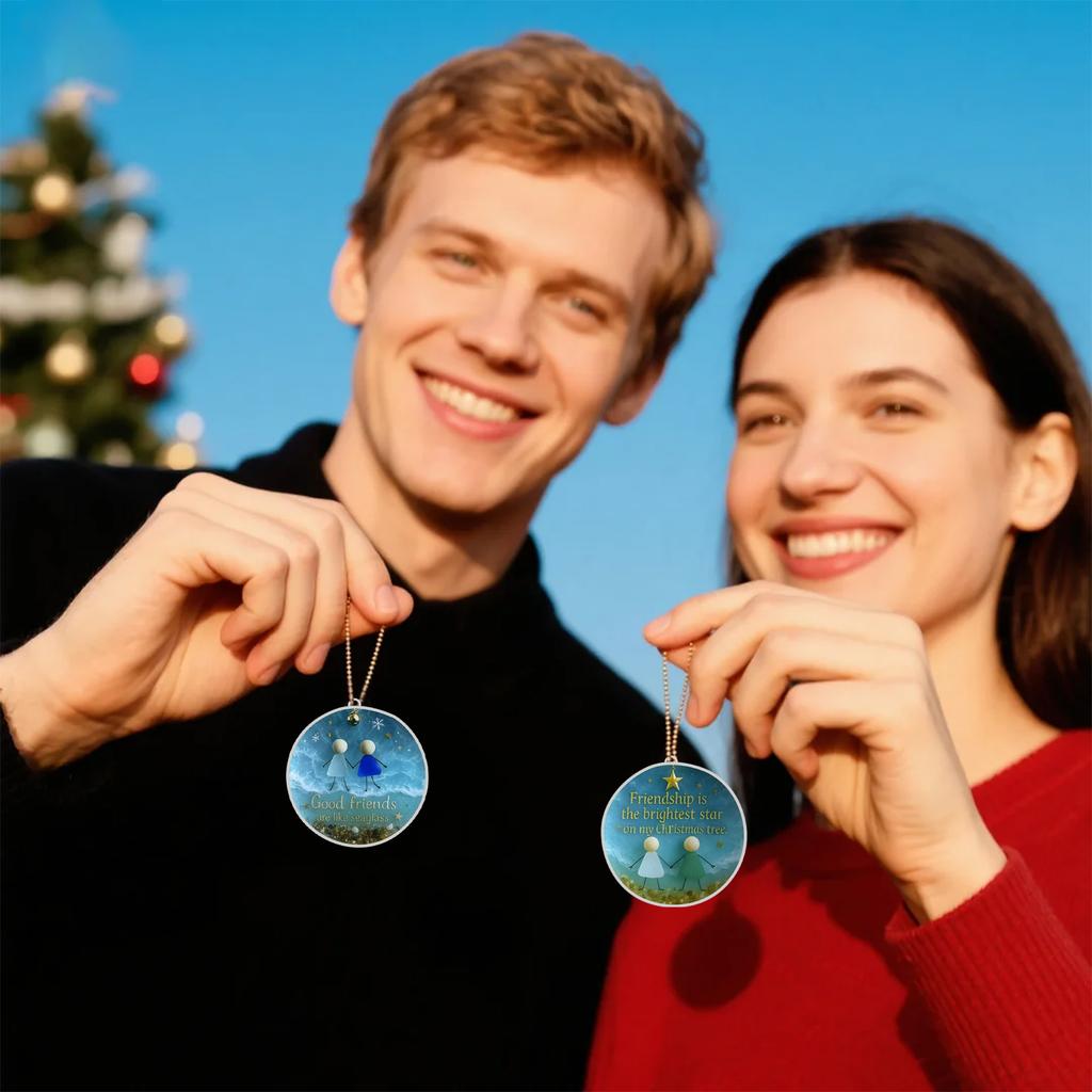 2D Акриловая Рождественская Подвеска для Украшения Елки в Память о Дружбе Рождественский Маленький Подарок