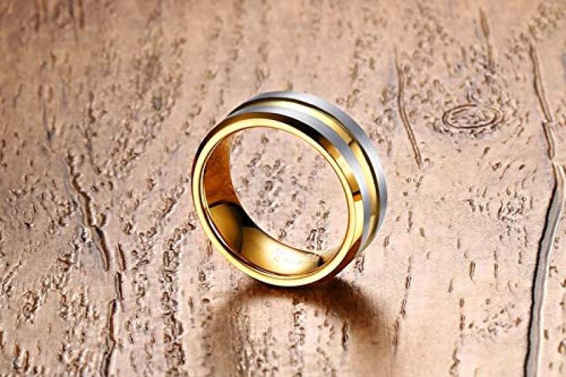 Rockyu Brand Popular Tungsten Ring for Simple Size Fashion Durable and Luxurious Men, 8mm, 10, Accessory,