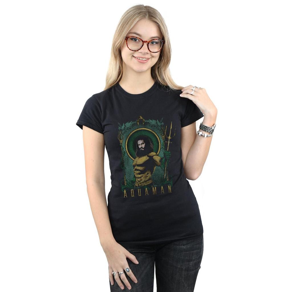 DC Comics Womens/Ladies Aquaman Framed Trident Cotton T-Shirt