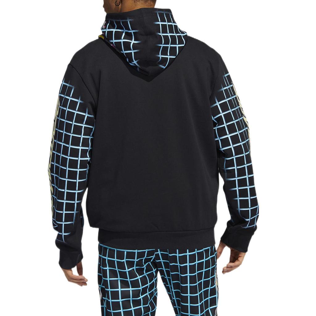 Adidas Originals Trefoil Checkered Letter Logo Print Hoodie Men Tops Black HG6511