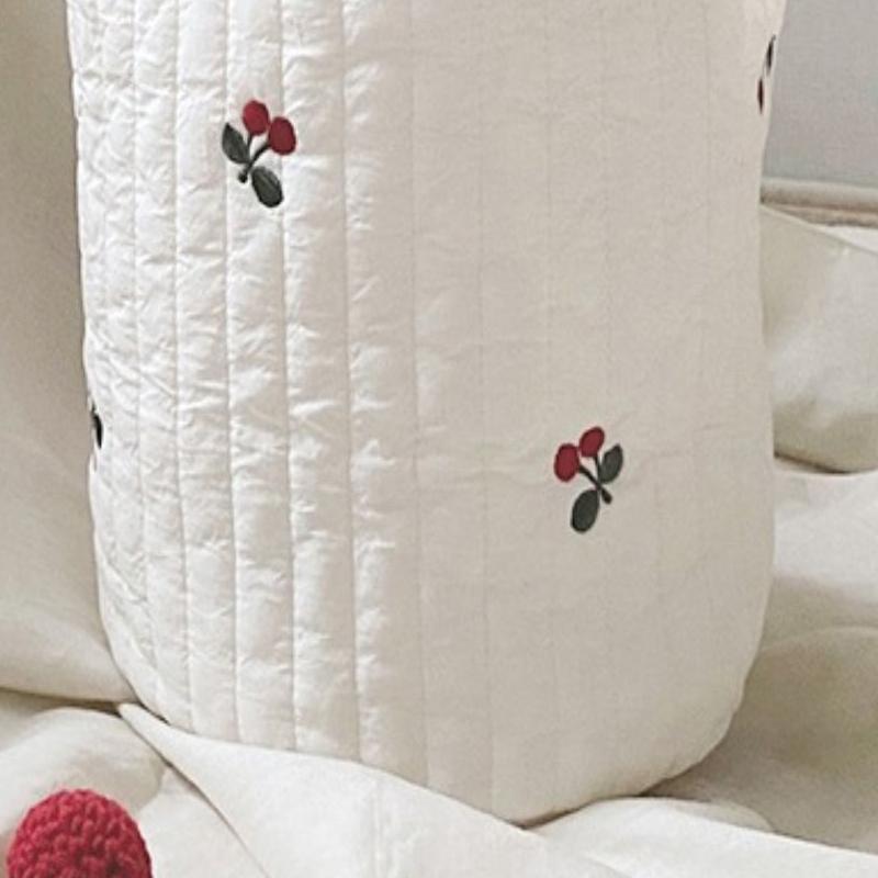 Baby Bottle Storage Bag Pure Cotton Bucket Shape Cute Embroidery Diaper Caddy Organizer for