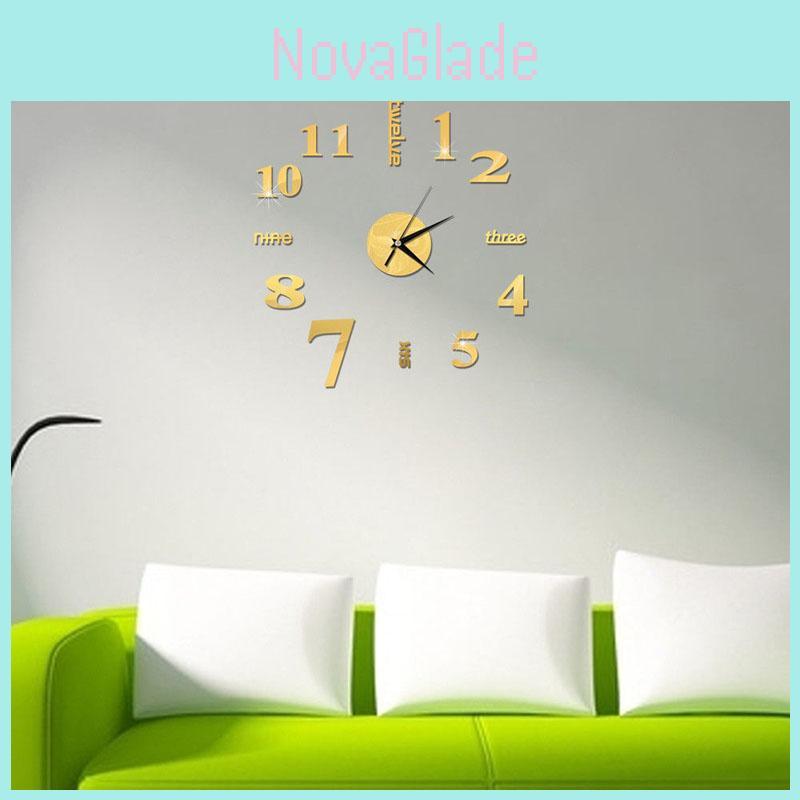 Educational Diy Analog 3d Mirror Surface Number Wall Clock Sticker Set