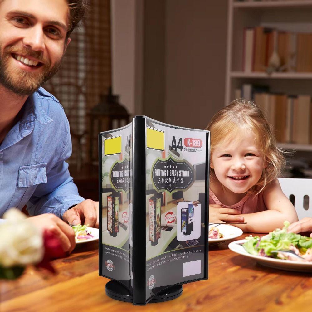 Three-Sided Acrylic Revolving Table Card A4/A5 Menu Sign Holder Menu Display Stand Desktop Use