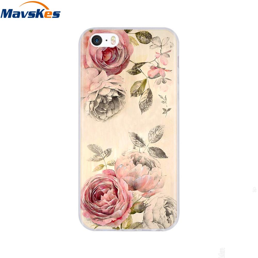 Мягкий чехол из ТПУ для iPhone 4 4s 5 5s SE 6 6s милый мультяшный кот цветок модный силиконовый чехол-бампер для телефона полная защита