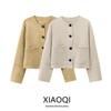 Fashion Style 2024 Autumn New Women's Clothing All-Matching Suede Texture Round Neck Long Sleeves Jacket Outwear 6318233