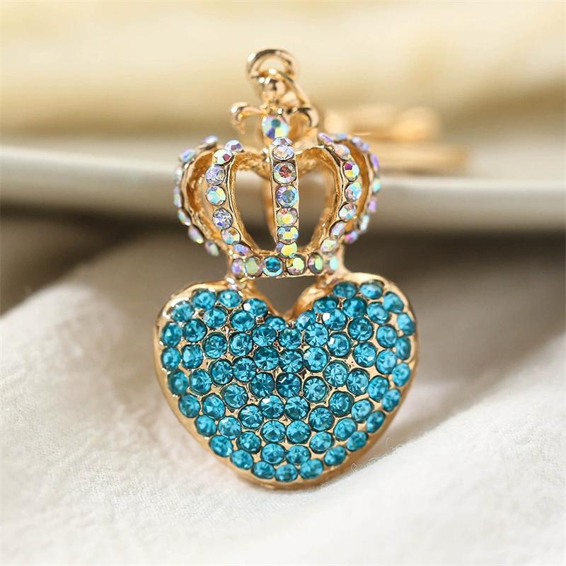 Double Shape Keychains Metal Spring Chain Decorative Rhinestone Pendant Bag Charm