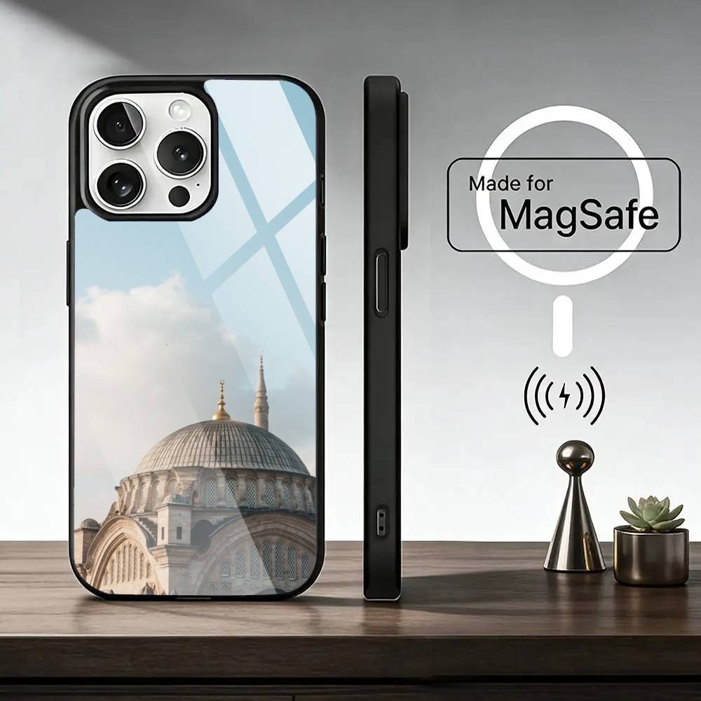 Muslim Mosque Phone Case For iPhone17,16,15,14,13,12,11 Plus,Pro Magnetic For Magsafe Wireless Charging