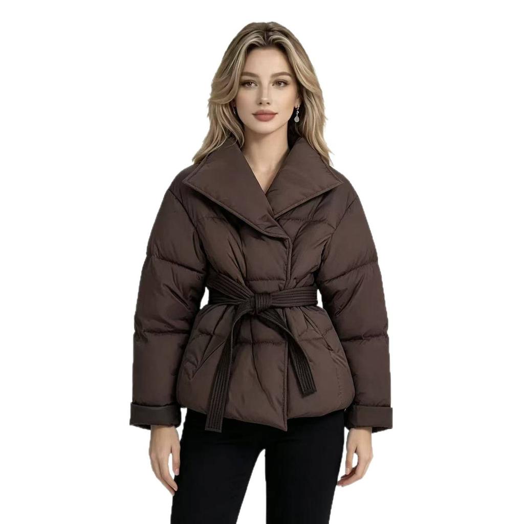 Winter new large lapel design waist bread clothes Maillard lace-up cotton clothes jacket
