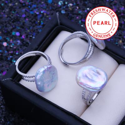 Большие барочные натуральные пресноводные жемчужные кольца для женщин модное женское кубическое цирконие большое жемчужное кольцо подарок