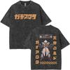2026 summer Gachiakuta Anime T-shirt, Vintage Washed, Harajuku Streetwear, Unisex Casual Tee for Fans, Aesthetic Otaku Clothing