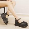 Genuine Leather Round Toe Sandals Thick Soled Retro Women's Platform Shoes
