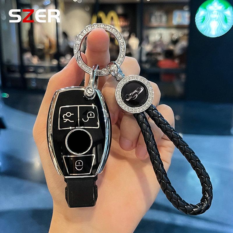 EKR2  TPU Car Key Case Cover Shell Accessories for Mercedes Benz A B C E GL S GLA GLK CLS Class AMG W204 W205 W212 W463 W176 Keychain