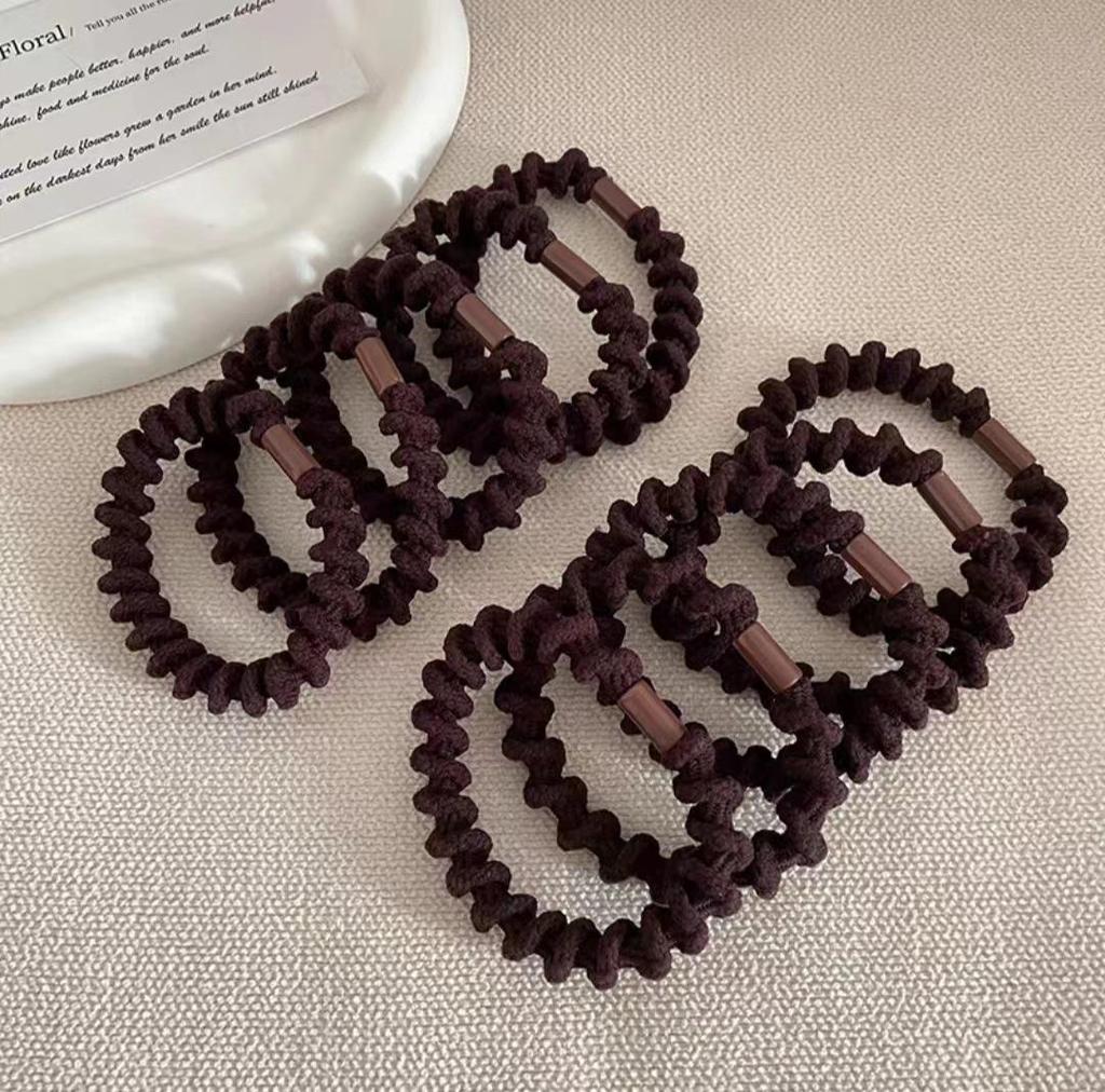 Black High Ponytail Elastic Hairband - Stylish Leather Threaded Hair Tie for Women