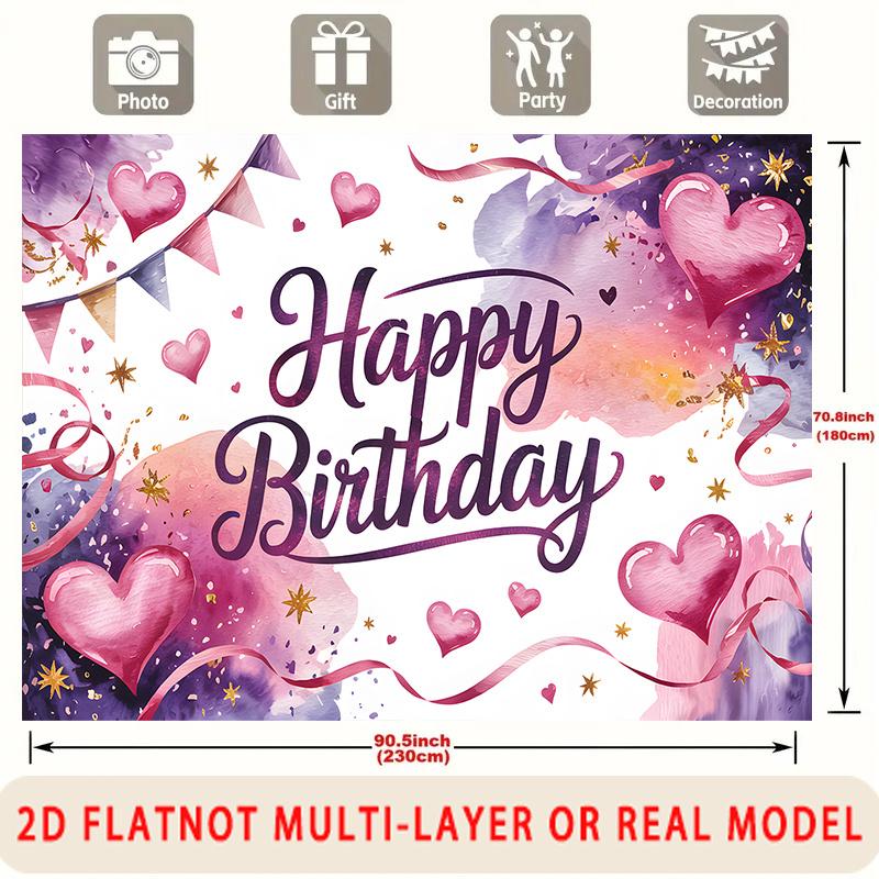 Party Backdrop Birthday Heart Pink Event Photo Booth Background Front Door Decor