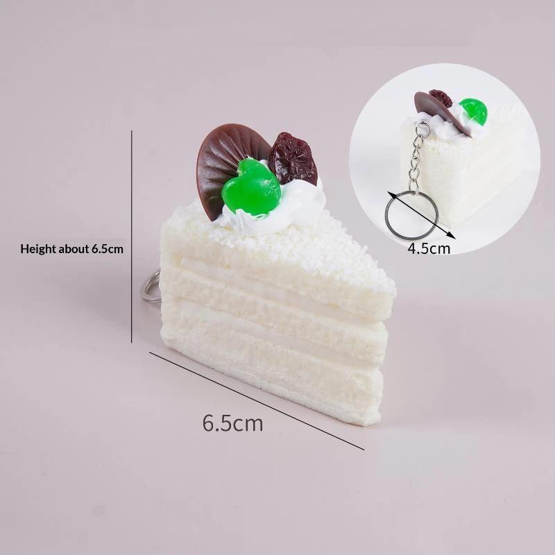 Realistic Triangle Cake Key Ring With Fruit Toppings Cute Food Shape Charm for School Bag Decor Student Birthday Gifts